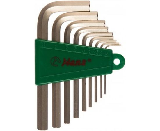 Набор Г-образных шестигранников Hans 1.5-10мм, 9шт. 16764-9M 