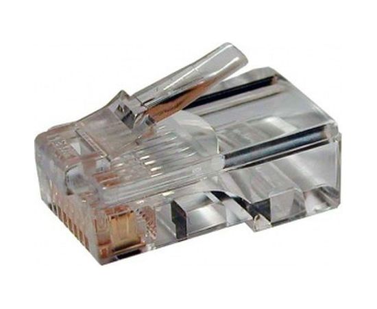 Разъем Hyperline RJ-45 (8P8C) под витую пару, категория 5e (50µ"/ 50 микродюймов), универсальный (для одножильного и многожильного кабеля) 100шт PLUG-8P8C-U-C5-100 49377 