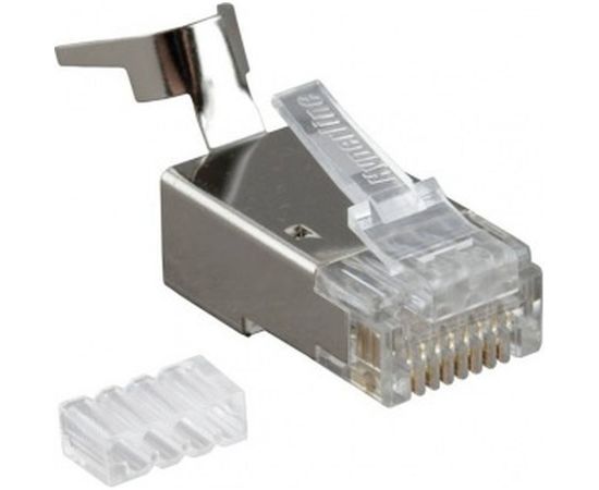 Разъем RJ-45 (8P8C) под витую пару, категория 6/6A (50µ"/ 50 микродюймов), экранированный, универсальный (для одножильного и многожильного кабеля), для толстых жил 1.35-1.5 мм (с оболочкой) 10шт Hyperline PLUG-8P8C-UV-C6-TW-SH-10 49340 