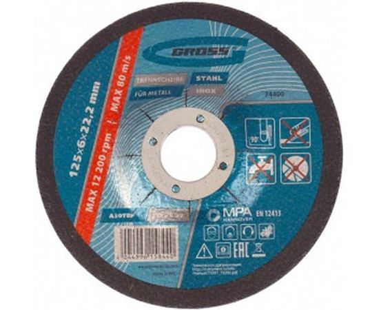 Круг шлифовальный по металлу 125х6х22,2 мм GROSS 74400 
