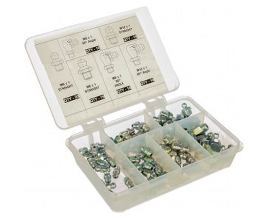 Набор пресс-масленок GFT/KIT/M-80 80 шт. в пластиковом диспенсере GROZ GR43973 