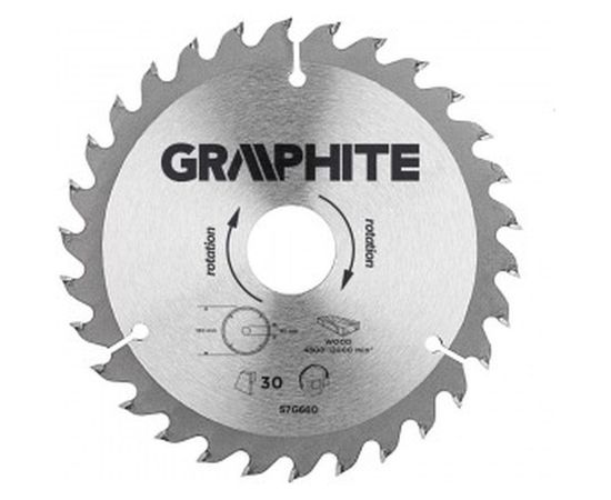 Диск отрезной по дереву (160x30 мм; 30 зубьев) GRAPHITE 57H660 