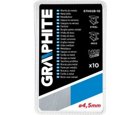 Сверло по металлу HSS-Co (10 шт; 4.5х80х47 мм) GRAPHITE 57H028-10 