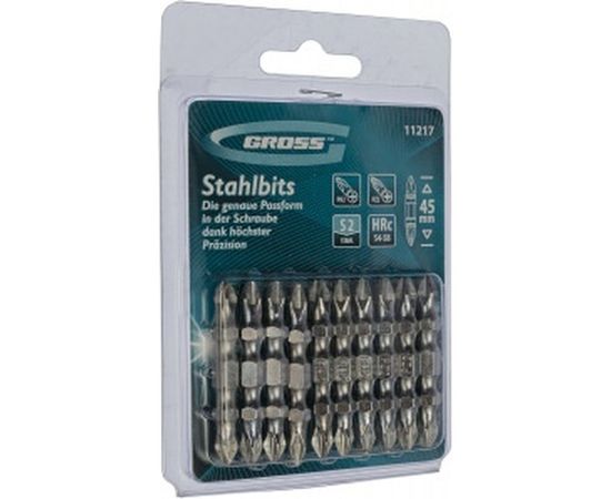 Набор бит двухсторонний (PH2-PZ2 х 45 мм) 10 шт. GROSS 11217 