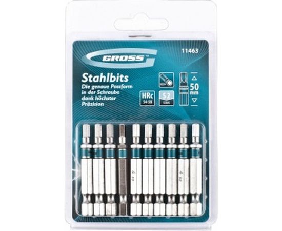 Набор бит (HEX 4; 50 мм) 10 шт. GROSS 11463 