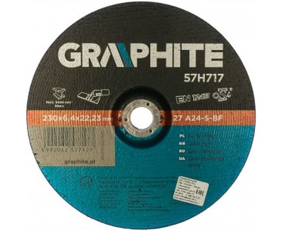 Диск шлифовальный по металлу (230x22.2х6.4 мм) GRAPHITE 57H717 