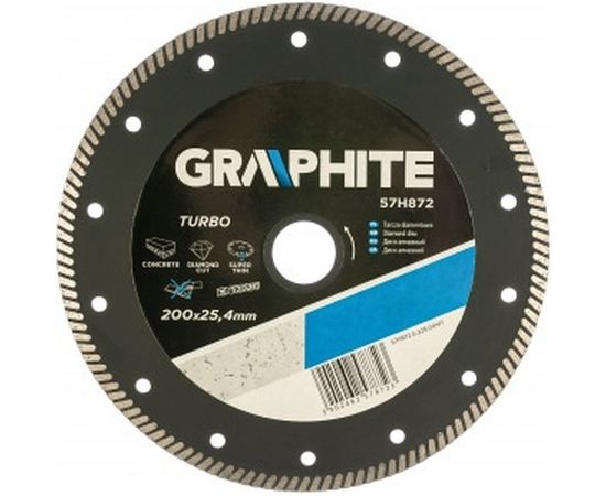 Диск алмазный turbo ультратонкий по бетону (200x25.4 мм) GRAPHITE 57H872 
