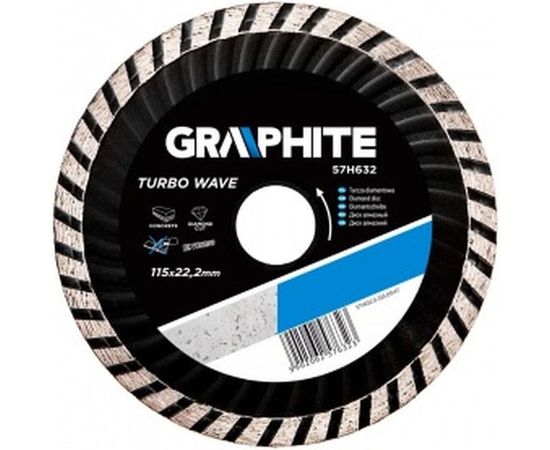 Диск алмазный Turbo Wave (115x22.2 мм) GRAPHITE 57H632 