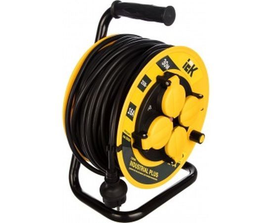 Удлинитель на катушке с термозащитой 4х30м УК30 3х1.5 IP44 IEK Industrial plus WKP15-16-04-30-44 280613 