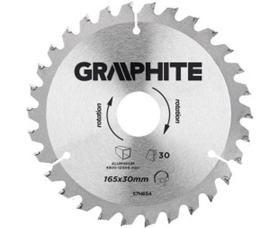 Диск отрезной по алюминию (165x30 мм; 30 зубьев) GRAPHITE 57H654 