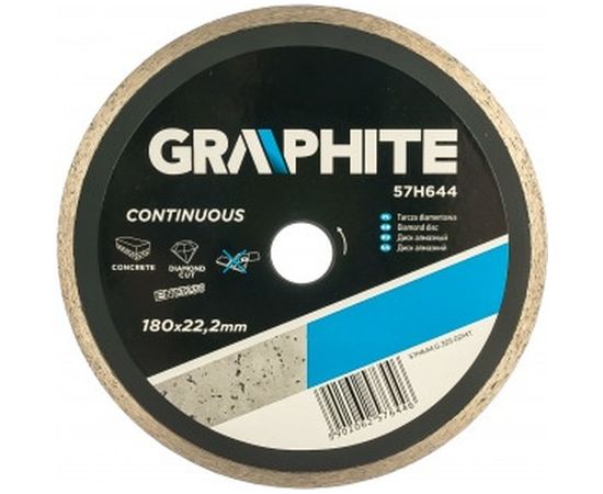 Диск алмазный сплошной 180х22.2 мм GRAPHITE 57H644 