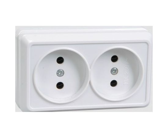 Наружная розетка х2 IEK ОКТАВА б/з белый ERO20-K01-10-DC 