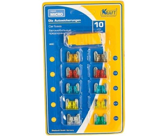 Набор предохранителей KRAFT MICRO, 10 шт, с пинцетом KT 870020 
