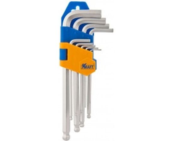 Набор торцевых шестигранных Г-образных ключей с шаром, длинных 9шт KRAFT KT 700562 