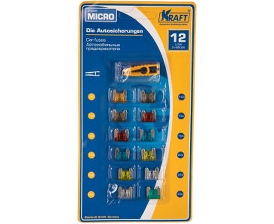 Набор предохранителей KRAFT в блист, серия MICRO, 12 шт KT 870016 