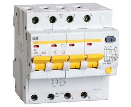 Дифавтомат АД-14 4п, C, 16А, 30мА IEK MAD10-4-016-C-030 
