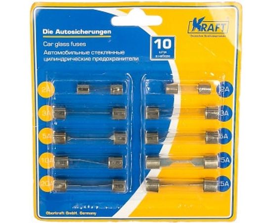 Стеклянные предохранители KRAFT 10 шт KT 870025 