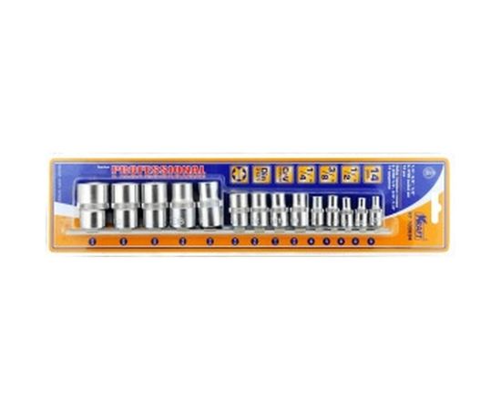 Набор торцевых головок (14 шт; 1/2" Dr+1/4" Dr+3/8" Dr; E-star) KRAFT KT 700694 