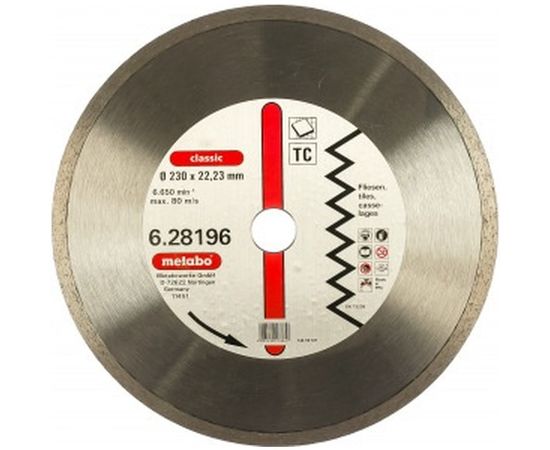 Диск алмазный отрезной по керамике (230х22.2 мм) Metabo 628196000 