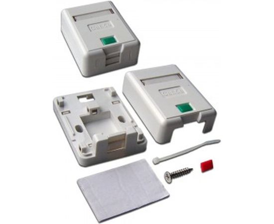 Настенная коробка LANMASTER на 1 порт keystone, с защитными шторками, белая LAN-SA1/S-WH 