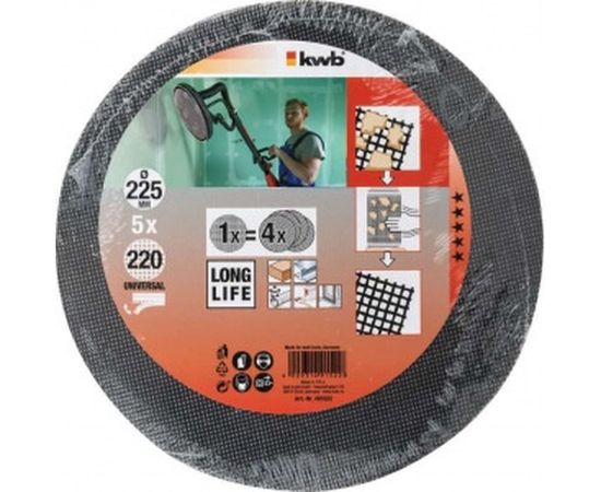Решётка шлифовальная для эксцентриковых шлифмашин (225 мм; К 220;&nbsp;5 шт.) KWB 491522 