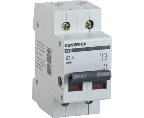 Выключатель нагрузки мини-рубильник IEK ВН-32 2Р 63 А GENERICA MNV15-2-063 