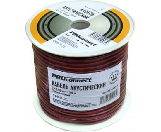 Акустический кабель 2х0.50 кв.мм, красно-черный, 100м PROCONNECT 01-6103-6 
