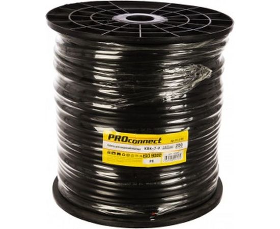 Кабель для видеонаблюдения КВК-П-2 + 2х0.75кв.мм CCA, 96%, 200м, черный, PROCONNECT OUTDOOR 01-4109 