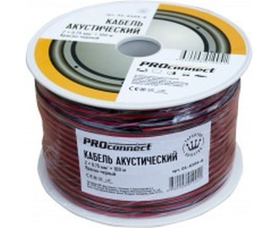 Акустический кабель 2х0.75 кв.мм, красно-черный, 100м PROCONNECT 01-6104-6 