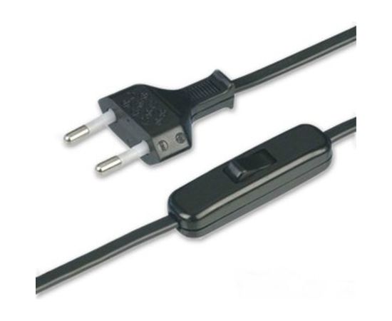 Провод с выключателем и евровилкой 2м, черный REV 05681 2 