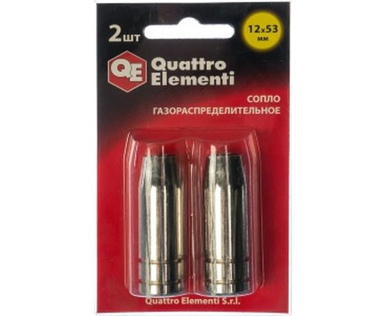 Сопло газораспределительное (2 шт; 12x53 мм) для горелок MIG/MAG QUATTRO ELEMENTI 771-190 