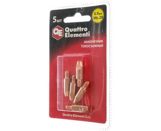 Наконечник токосъемный (5 шт; 0.8 мм; M6x28 мм) QUATTRO ELEMENTI 771-237 