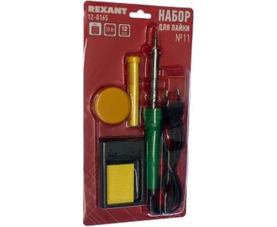 Набор для пайки №11: паяльник 30Вт, подставка, губка для удаления припоя, канифоль, припой REXANT TL-1011 12-0165 