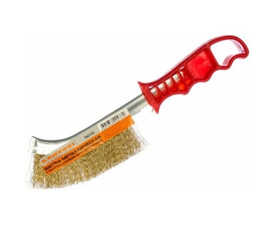 Металлическая щетка с пластмассовой красной ручкой SANTOOL 060102 