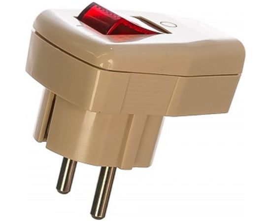 Угловая вилка с выключателем, белая TDM SQ1806-0009 