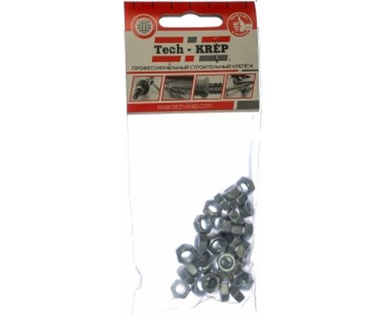 Шестигранная гайка DIN 934 оцинкованная М6, 40шт - пакет Tech-Krep 103025 