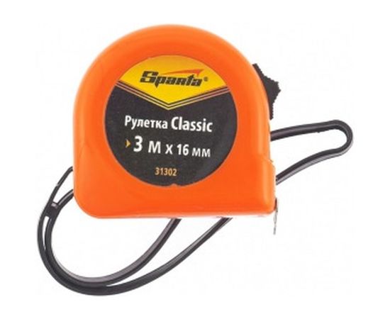 Рулетка Classic 3 м х 16 мм, пластиковый корпус SPARTA 31302 