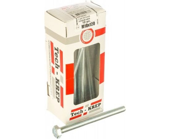Болт Tech-Krep DIN933 с шестигранной головкой, оцинкованный М10х120 10 шт - коробка с ок 126518 