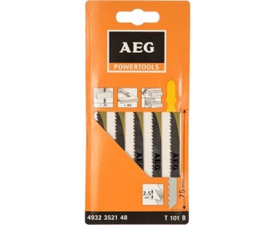 Пилка по дереву Т101В (5 шт; 75 мм) для лобзика AEG 4932352148 – изображение 2