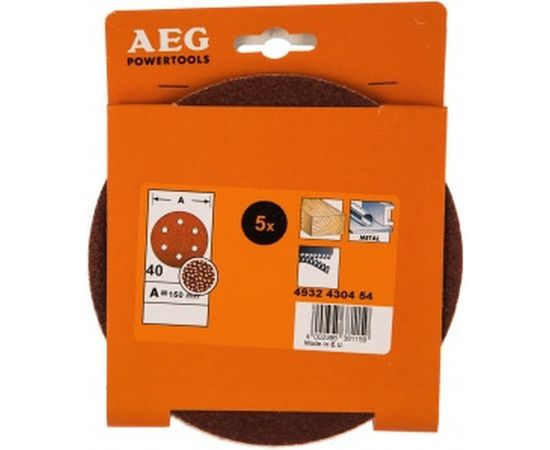 Лист шлифовальный на бумажной основе (5 шт; 150 мм; G40) AEG 4932430454 – изображение 4