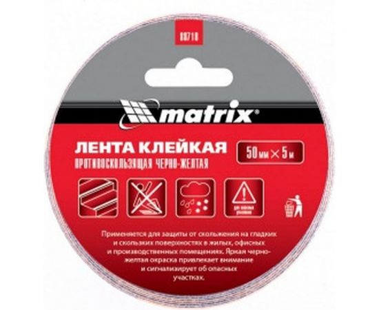Клейкая противоскользящая лента MATRIX черно-желтая, 50 мм х 5м, 88718 – изображение 2