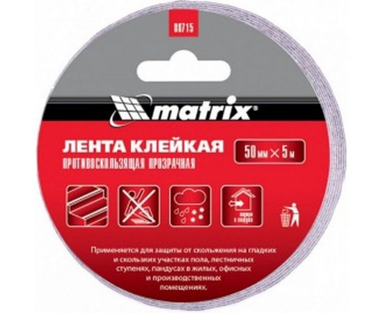 Клейкая противоскользящая лента MATRIX прозрачная 50 мм х 5м, 88715 – изображение 2