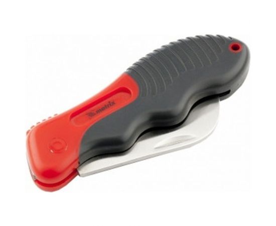 Складной нож электрика, изогнутое лезвие, эргономичная двухкомпонентная рукоятка MATRIX 78986 – изображение 3