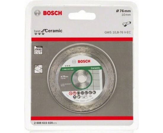 Алмазный отрезной диск по керамике для GWS 10.8 (76х10 мм) Bosch 2608615020 – изображение 2