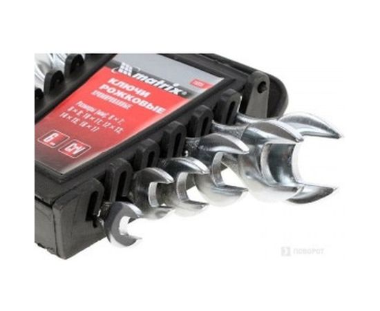 Набор рожковых ключей 6х17 мм, 6 шт., CrV, хромированные MATRIX 15231 – изображение 2