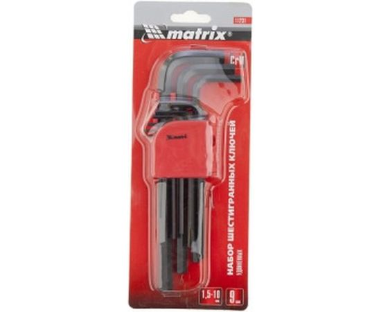 Набор имбусовых удлиненных ключей 1,5-10 мм 9 шт MATRIX 11231 – изображение 3