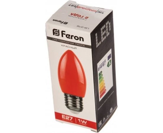 Светодиодная лампа FERON 1W 230V E27 красный, LB-376 25928 – изображение 2