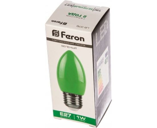 Светодиодная лампа FERON 1W 230V E27 зеленый, LB-376 25926 – изображение 2