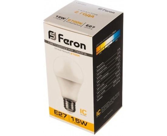 Светодиодная лампа FERON 15W 230V E27 2700K, LB-94 25628 – изображение 2