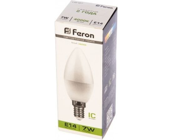 Светодиодная лампа - свеча E14 7W 4000K FERON LB-97 25476 – изображение 2